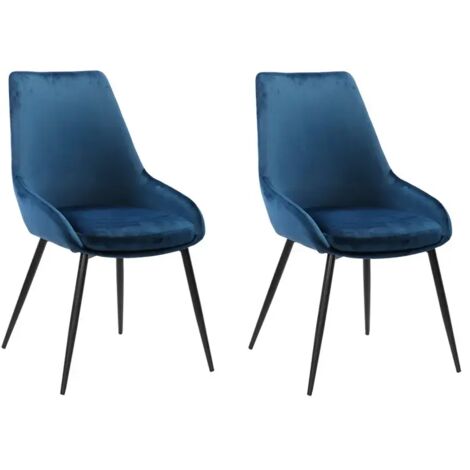 Lot de 2 chaises en velours bleu marine pieds métal noir - JAZZY (1/5)