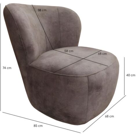Fauteuil bas rond en velours marron avec dossier arrondi - MALLOW