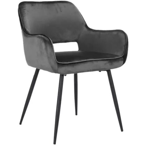 Chaise en velours gris anthracite avec dossier capitonné - ARON (1/5)