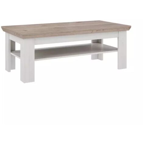 Table basse 120 x 60 cm 2 plateaux décor chêne clair - ANGELE (1/5)