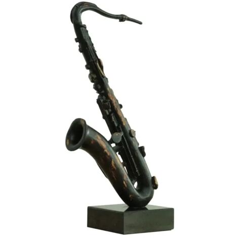 Statue saxophone noir avec effet rouillé H62 cm - SONG