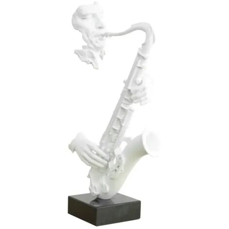 Statue visage saxophoniste avec saxophone blanc H62 cm - SONG