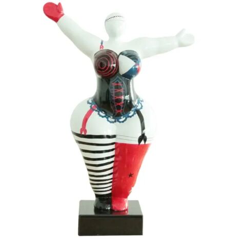 Statue femme bras levés corset rouge noir et bleu H54 cm - LADY LACE