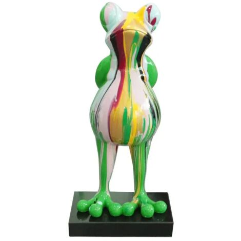 Statue grenouille debout coulures multicolores H68 cm - SAPO DRIPS (1/3)