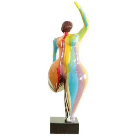 Statue femme jambe pliée coulures multicolores H60 cm - LADY DRIPS 01