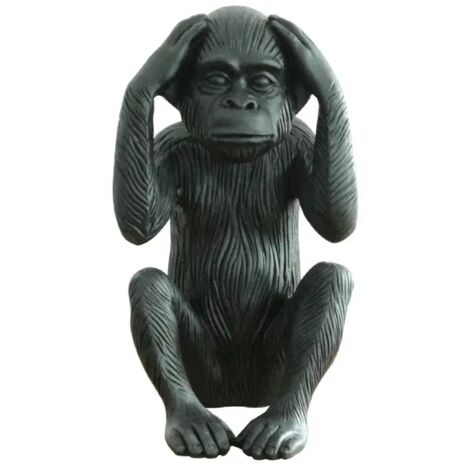 Statue singe noir mat avec mains sur les oreilles H40 cm - RAFIKI (1/3)