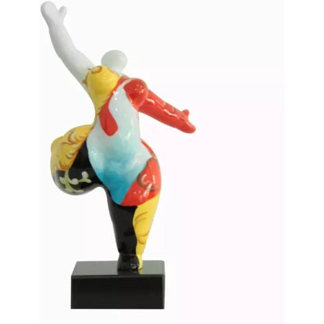 Statue femme jambe levée avec peinture ornements H33 cm - LADY QUEEN