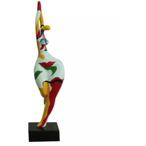 Statue femme bras en l'air et peinture abstraite H61 cm - WOMAN FACE
