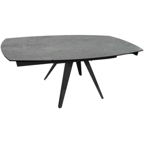 Table extensible ovale 120/180 cm céramique gris béton - ADELPHIA 2
