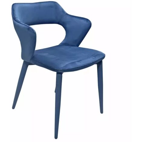 Chaise en velours bleu avec accoudoirs et pieds velours - SWEET (1/5)
