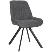 Chaise pivotante 180° tissu gris anthracite pieds métal noir - JADEN