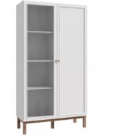 Armoirette vitrée décor gris et chêne avec portes réversibles - UDINE