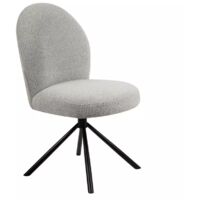 Chaise rotative 180° en tissu bouclette gris et métal noir - JULIEN