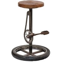 Tabouret H. 75 cm en bois avec pneu de vélo et métal recyclé - BICI