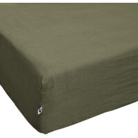 Drap housse 160 x 200 x 30 cm en lin lavé vert - LUISA