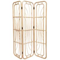 Paravent H. 180 cm en rotin naturel ajouré formes organiques – HAZEL