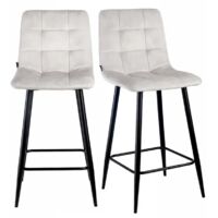 Lot 2 chaises de bar avec assise H.75 cm en velours écru - NAMI 2
