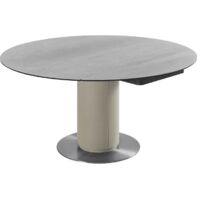 Table extensible ronde 90 à 150 cm en céramique gris pied central - PIVO