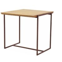 Table d'appoint en bois de pin et métal marron - LINEA