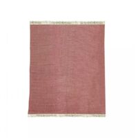 Tapis 150x200 cm tissé en coton rouge à franges - CLIFFORD 2987