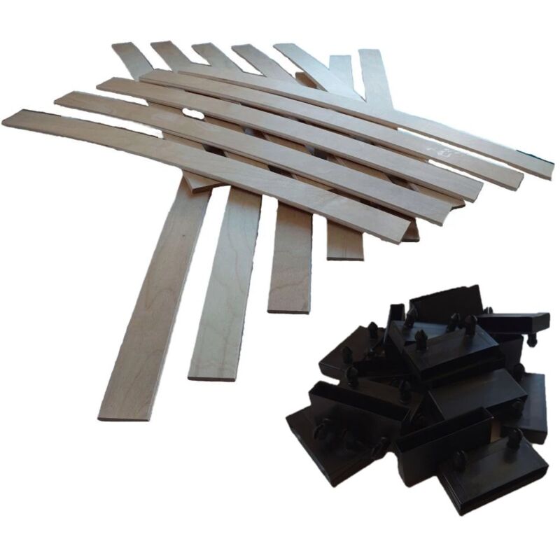 EBAC Literie Lot de 15 Lattes pour sommier et lit | 780x53x8 mm | Bois hêtre Durable - 7 Plis | Remplacement - Rechange - Renfort pour sommier/bz/clic clac/canapé