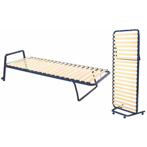Lit vertical 80x190 – Cadre métal cintré – 20 lattes multiplis bois – Support à roulettes – Éco-conçu – Sedac (1/5)