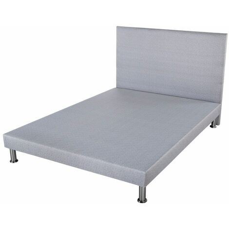Sommier déco + tête + pieds SR9 Gris clair 140X190 - Lattes bois massif - H.13 cm (1/4)
