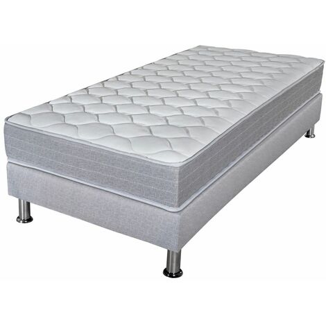Matelas Madere + sommier 90x190 SR9 - Gris clair - Soutien ferme - Made in France (1/5)
