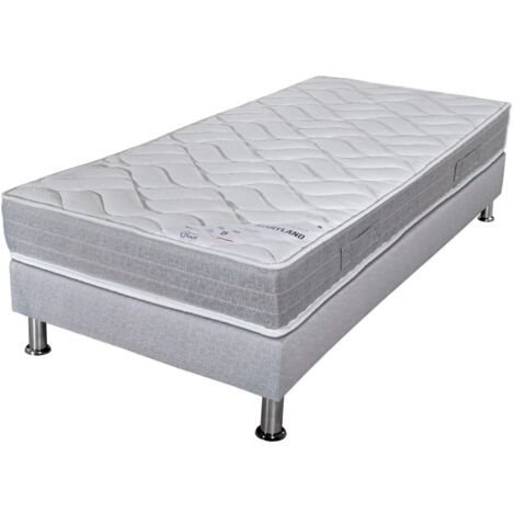 Matelas mousse + Sommier Gris clair 90x190 Maryland - Hauteur 20 cm - Soutien ferme (1/5)