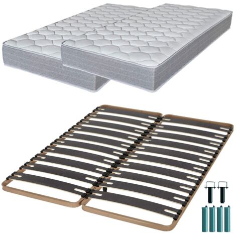 Matelas mousse + Sommier métal C310 2x90x190 Madere - Hauteur 24 cm - Soutien ferme (1/5)