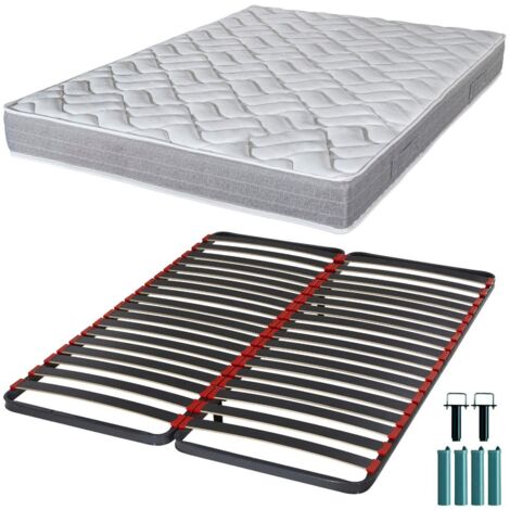Matelas mousse + Sommier métal C39 160x200 Maryland - Hauteur 20 cm - Soutien ferme (1/5)