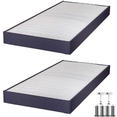 Sommier tapissier+pieds Omega Volcan 2x70x190 Lattes bois - H.15 cm - Made in France (1/2)
