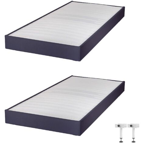 Sommier tapissier Omega Volcan 2x90x200 Lattes bois - H.15 cm - Made in France (1/2)