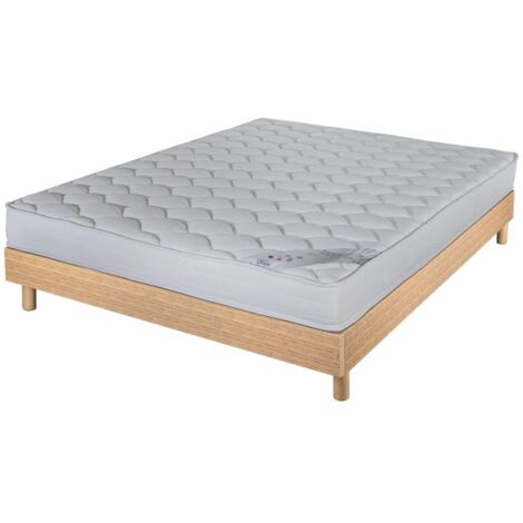 Matelas et sommier 140x190 Mousse - Decokit - Soutien medium - Sommier en kit - Chêne (1/5)
