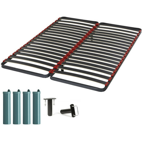 Sommier à lattes + pieds 2x80x200 Iota - 36 lattes bois - Fabrication française (1/5)