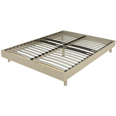 Sommier déco en Kit + pieds 160x200 - Decokit 36 lattes bois - Chêne clair - H. 13 cm (1/3)