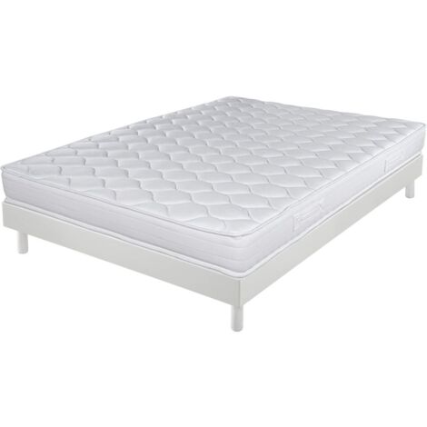 Matelas + sommier 140x190 Mousse - Decokit - Soutien medium - Sommier démonté - Blanc (1/5)