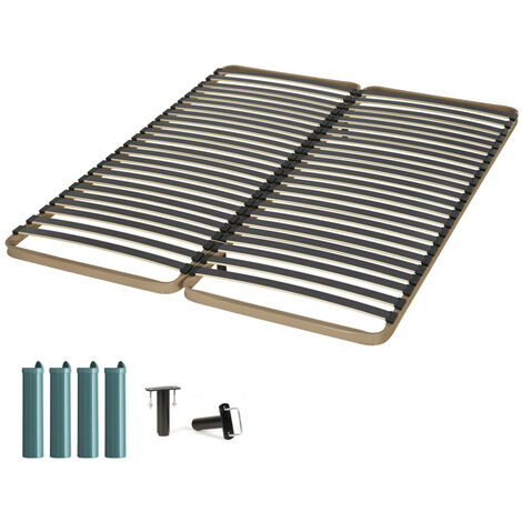 Sommier à lattes + pieds 2x70x190 C224 - 48 lattes bois - Fabrication française (1/5)