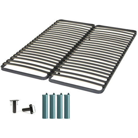 Sommier à lattes + pieds 2x80x200 C221 - 40 lattes bois - Fabrication française (1/5)