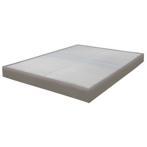 Sommier tapissier 160x200 Omega simili taupe 2x18 lattes (1/3)