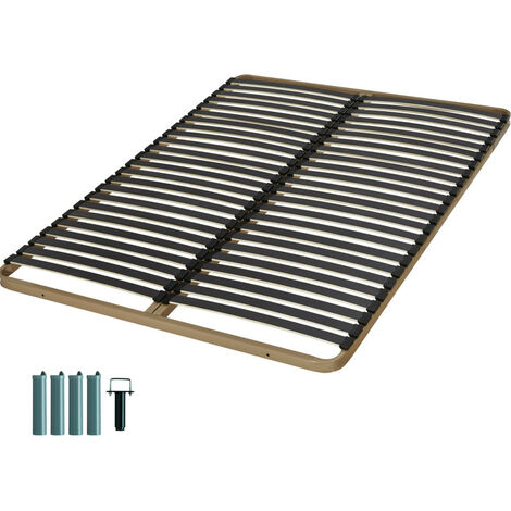 Sommier à lattes + pieds 160x200 Theta - 48 lattes bois - Fabrication française (1/4)
