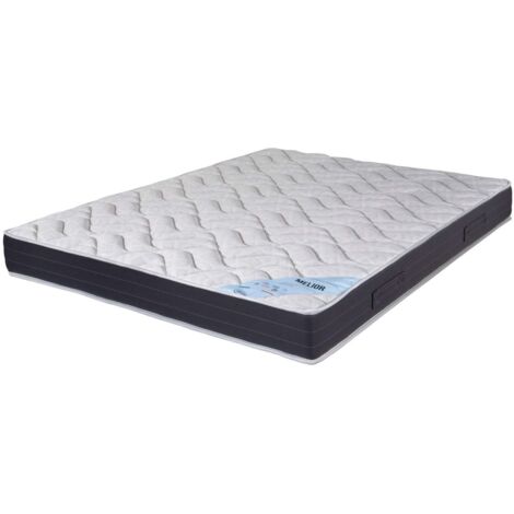 Matelas mousse 140x190x20 cm moelleux blanc et gris foncé - MELIARE (1/5)