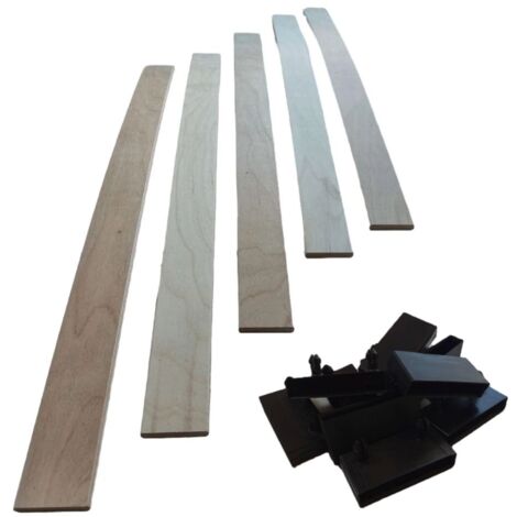 Lot de 5 lattes + embouts pour sommier et lit 780x53x8 mm Bois hêtre durable - 7 plis Remplacement - Rechange - Renfort pour sommier / bz / clic clac / canapé (1/5)