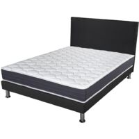 Matelas + Sommier + Tete SR9 Deco 140x190 Record - H. 20 cm - Soutien ferme