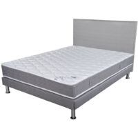 Matelas + Sommier + Tete Gris clair 140x190 Ryad - Hauteur 20 cm - Soutien très ferme