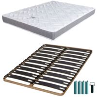 Matelas mousse + Sommier métal C310 160x200 Morgan - Hauteur 17 cm - Soutien ferme