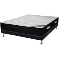 Matelas + Sommier SR9 Deco 140x190 Black Mattress - H. 25 cm - Soutien équilibré