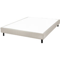 Sommier déco en Kit + pieds 160x200 - Newkit 40 lattes bois - Tissu lin - H. 18 cm