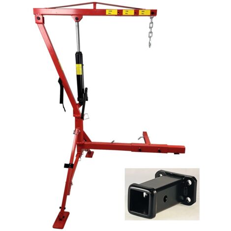 Grue Hydraulique de Levage Pick Up 0,5T avec Fixation Attelage + Adaptateur carré 2'' 85x45mm