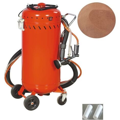 Combiné Sableuse Aérogommeuse Aspirateur mobile 106L + 4 Buses 7mm + Sac 25kg d'Abrasif Garnet 200A+ Mesh